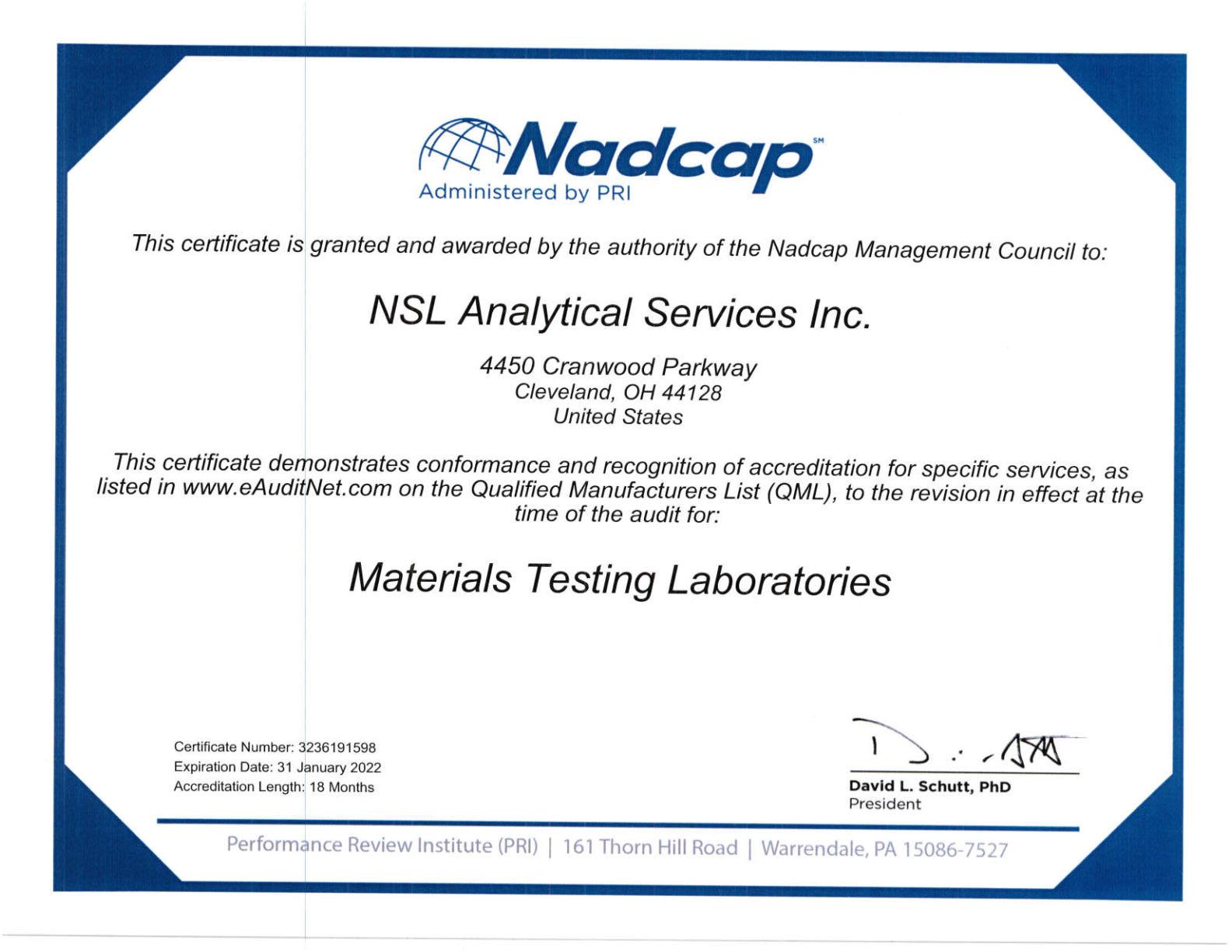 Nadcap Certificate